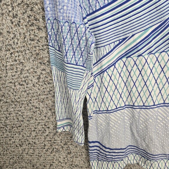 Chicos Top Womens 0 US Small Blue Scoop Neck Printed Tee Stretch Casual Ladies - Picture 3 of 7